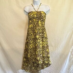 E-145 Lucy Diamonds PLUS SIZE 2X Yellow & Black Animal Print‎ Hi Lo Summer Dress